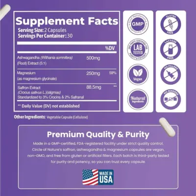 Saffron Supplement 88.5 mg Extract with Ashwagandha & Magnesium - Image 7